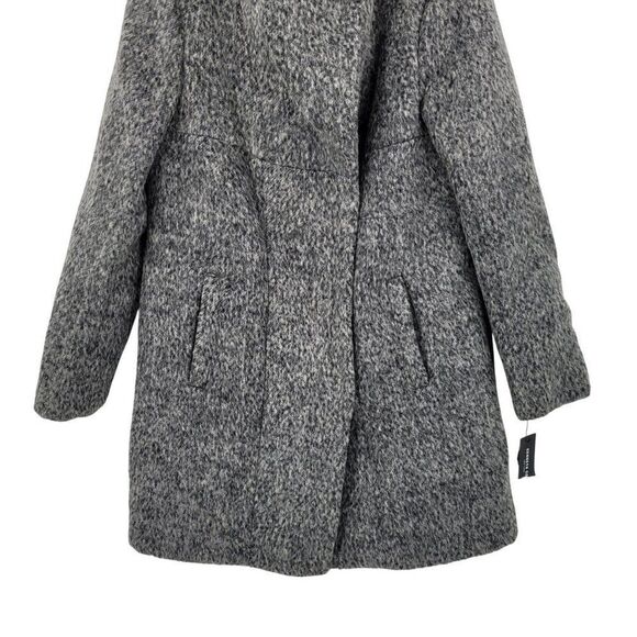 Kenneth Cole Womens Asymmetrical Pressed Boucle Wool Coat M Heathered Gray City - Picture 11 of 12